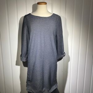 Loft Ann Taylor navy & white striped dress size medium